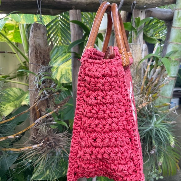 VTG Fossil Small Red Wicker Woven Red Purse - Picture 6 of 8